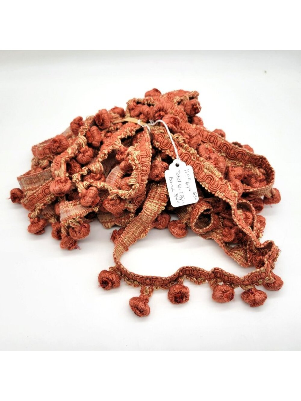 Vintage Rust Red & Gold 1 3/4"W Onion Tassel Fringe Trim 2 Pcs DécoPro 5+ Yds